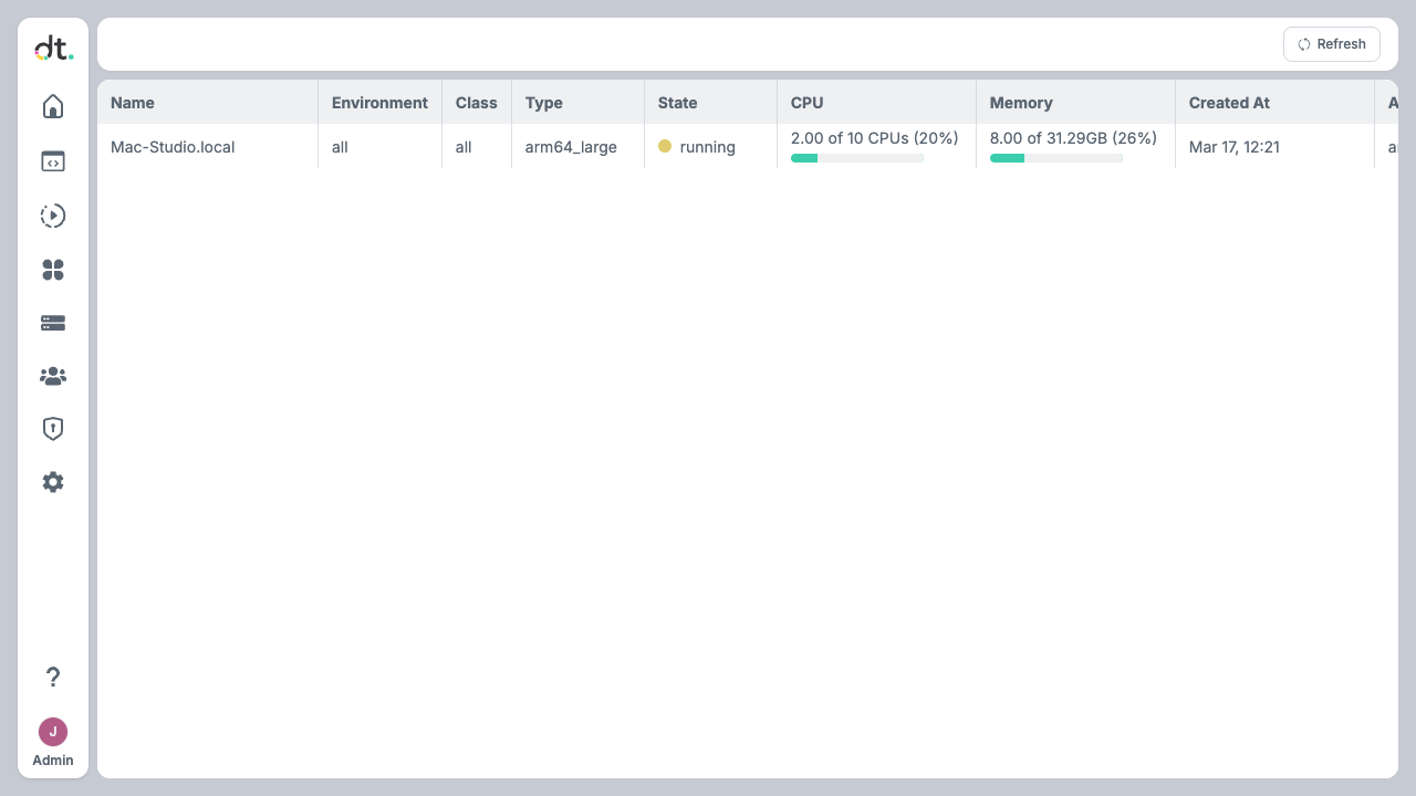 Instance Manager - nodes list