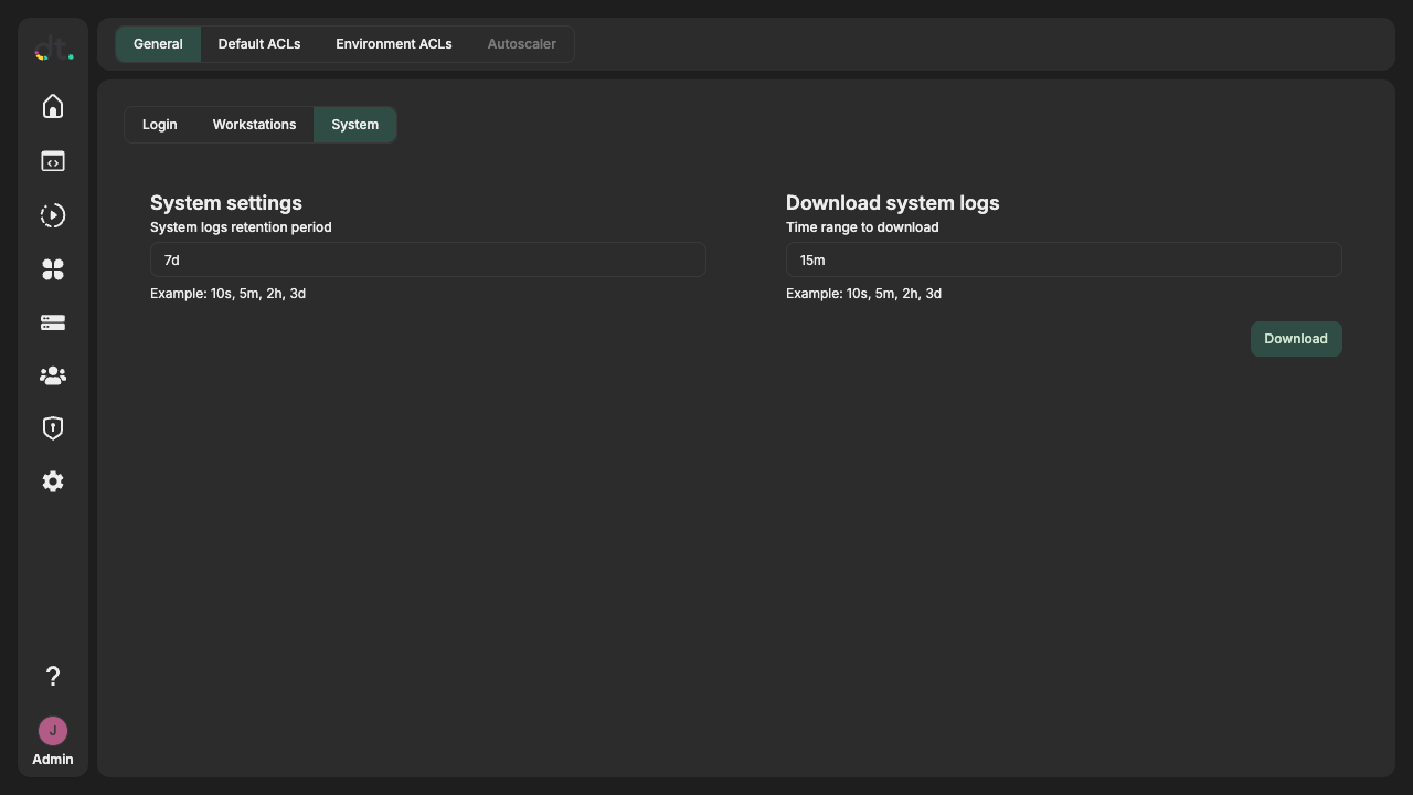System settings