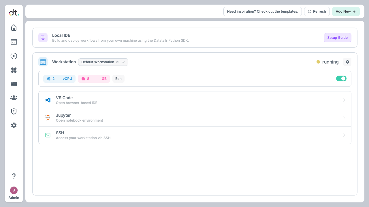 Workstation page