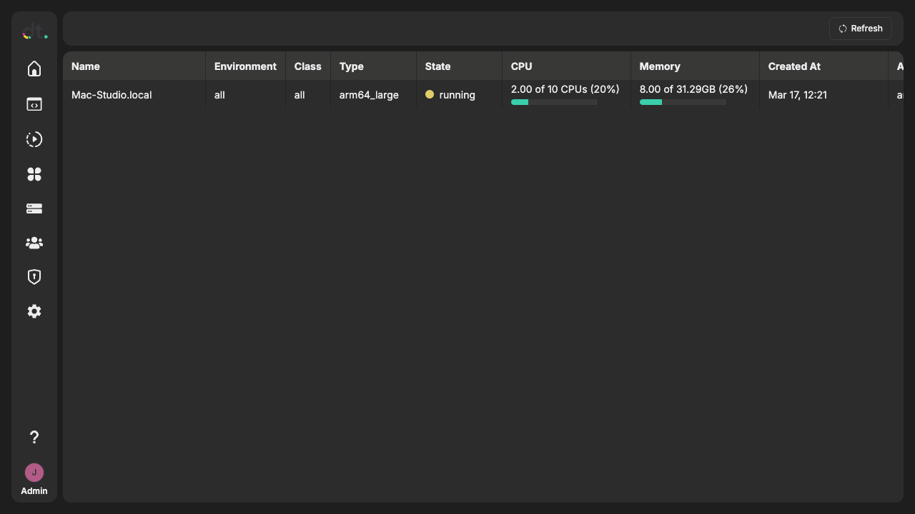 Instance Manager - nodes list
